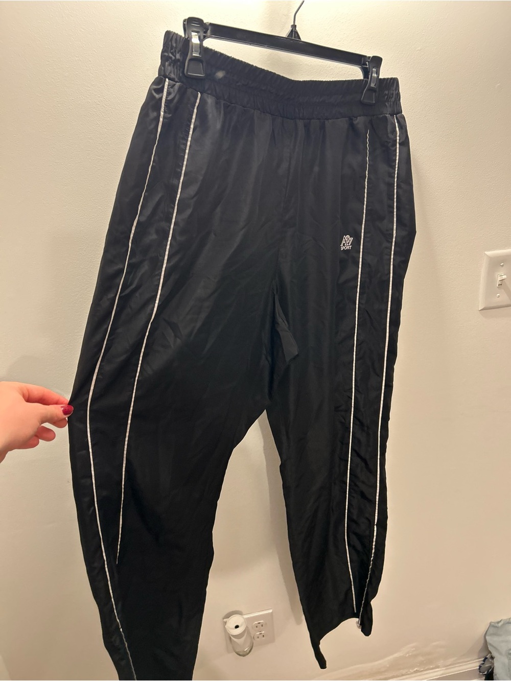 Black Track Joggers with White Piping